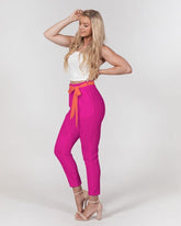Mina Rose Red Belted Tapered Pants - Blissfully Brand